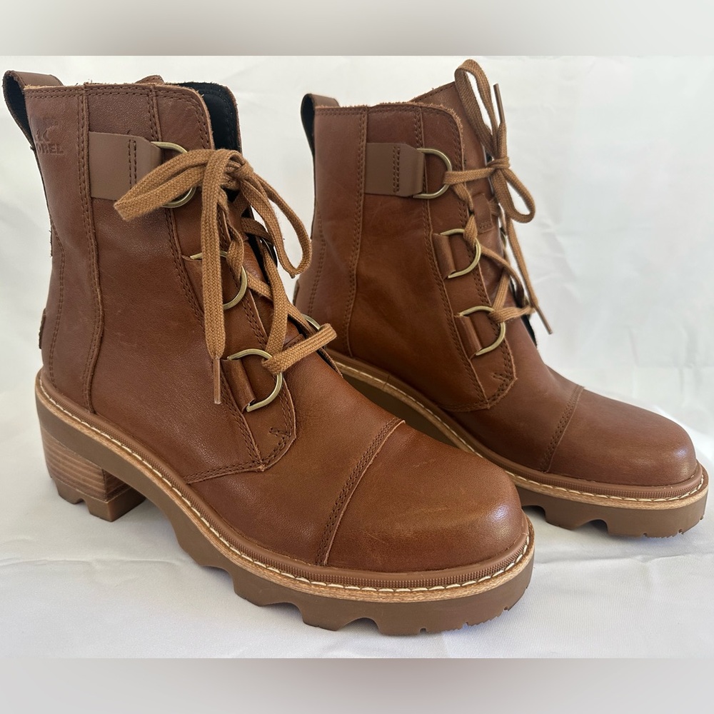 Sorel Brown Leather Lace-Up Ankle Boots